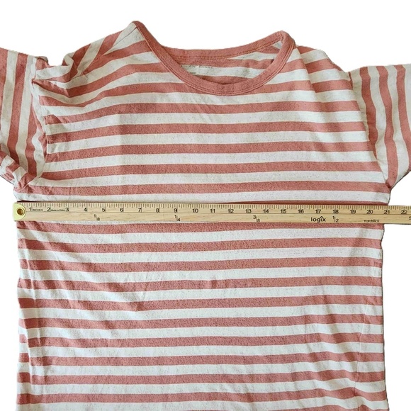 American Eagle Peach White Striped Short Sleeve Tee S - Picture 3 of 6